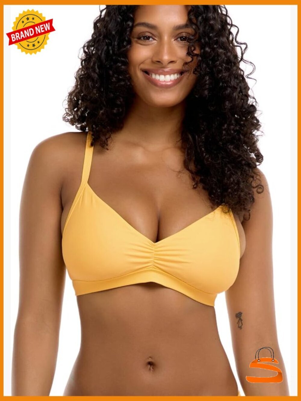 DD Cup Bikini Top with Adjustable Back, Removable Cups, UPF 30